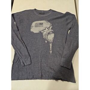American Biker Themed Thermal XXL Gray Long Sleeve Skull Graphic Made In USA(A73